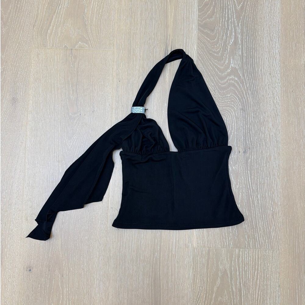 White Fox Halter Top If You Need My Love Size S Black